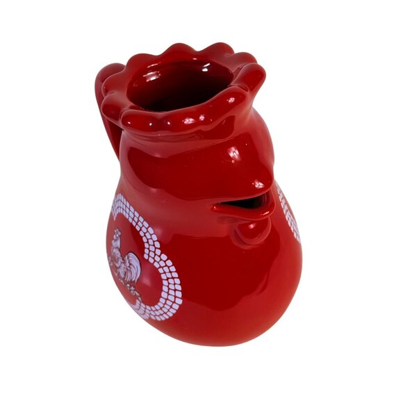 TempTations Red Ceramic Rooster Pitcher Jug VTG Farmhouse Creamer Gravy Syrup - Picture 11 of 13